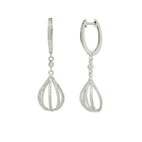 Boucles d'oreilles Boucles d’Oreilles Montgolfières Diamants Or Gris 18 Carats 58 Facettes BO132