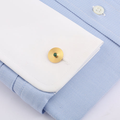Boutons de manchettes vintage disques vinyles en or jaune 18 carats et émeraudes 58 Facettes BM11