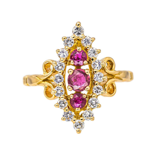 Bague 53 Bague  Marquise Or jaune Diamant, Rubis 58 Facettes 4562575CN