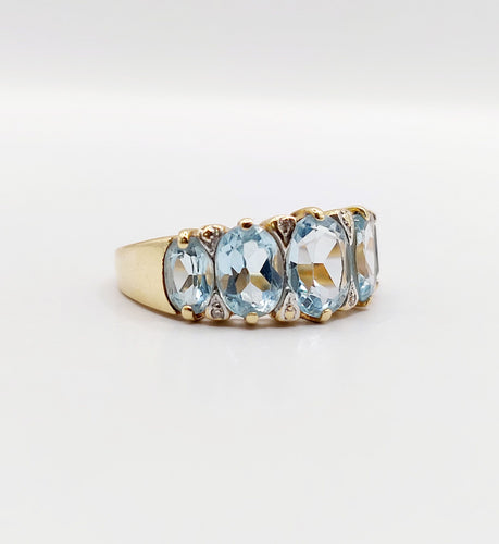 Bague 56 Bague jarretière vintage or jaune 18k topazes et diamants (circa 1980) 58 Facettes A05994