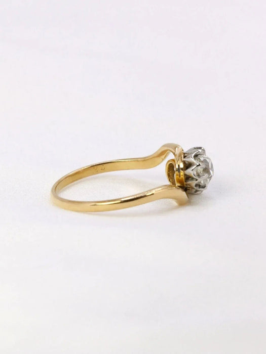 Bague 54.5 Bague toi et moi or jaune diamants 1 ct 58 Facettes J398