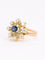 Bague marguerite or jaune saphir diamants