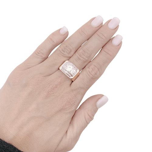 Bague 58 Bague tank or rose, blanc et diamants. 58 Facettes 34324