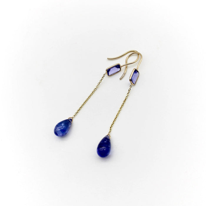 Boucles d'oreilles Boucles d'oreilles pendantes en or et tanzanite 58 Facettes