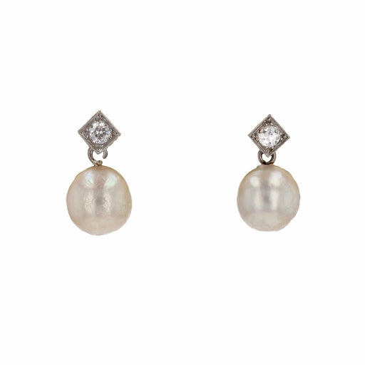 Boucles d'oreilles Boucles d'oreilles anciennes diamants perles 58 Facettes 23-375