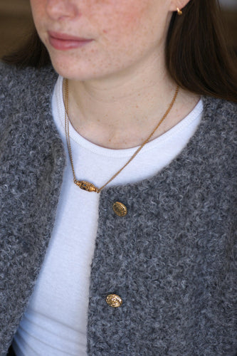 Collier Collier Or Jaune Fermoir Barillet Emaillé et Croix 58 Facettes