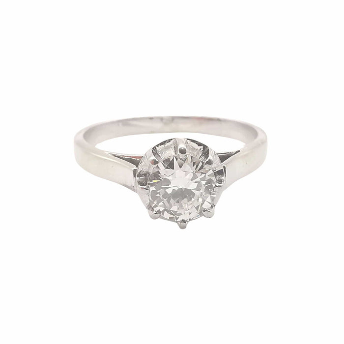 Bague Solitaire or blanc platine et diamant 58 Facettes