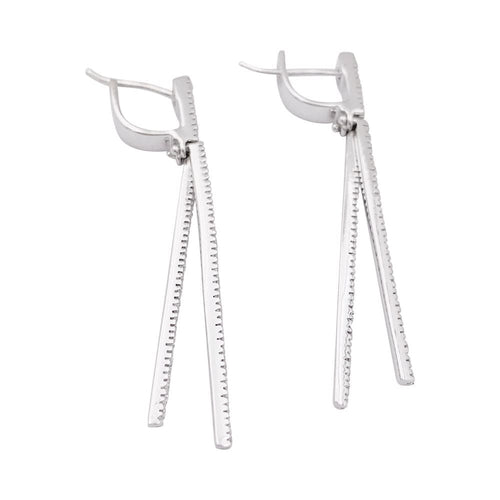 Boucles d'oreilles Boucles d'oreilles "barettes" or blanc, diamants. 58 Facettes 34026