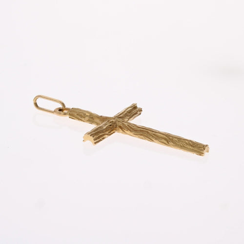 Collier Croix or jaune texturé 58 Facettes 24-327F