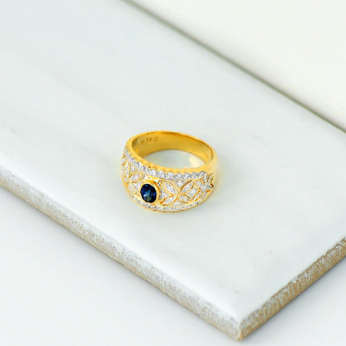 Eleganter Saphir-Diamant-Ring aus 18K Gold | Vintage Luxus