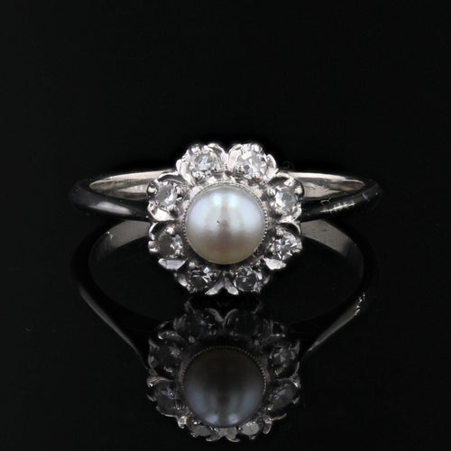 Bague 57 Bague marguerite perle et diamants 58 Facettes 24-012