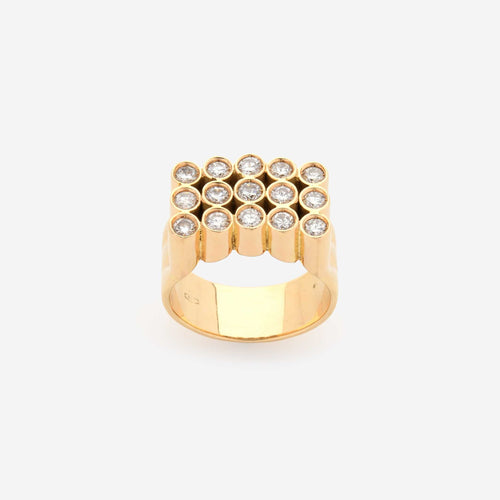 Bague 58 Bague tubulaire en or jaune sertie de diamants taille brillant 58 Facettes 22823