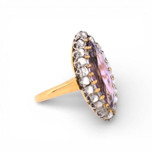 Bague 50 Bague Marquise Antique – Or 18K, Améthyste Naturelle et Diamants | Belle Époque (1910) 58 Facettes 464