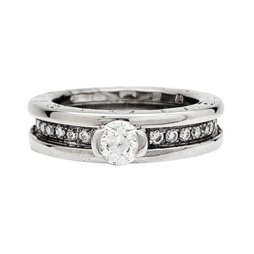 Bague Bulgari, "B.Zero1", or blanc et diamants.