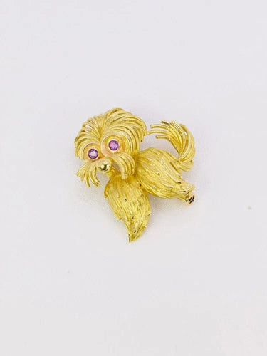 Broche Broche animalière chien or jaune rubis 58 Facettes 1014.2