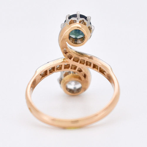 Bague 53 Bague Toi et Moi Diamants et Saphir, Belle Époque 58 Facettes 435