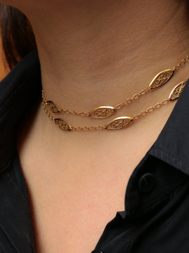 Collier Chaîne Art Nouveau maille filigrane or jaune 58 Facettes 1074.5