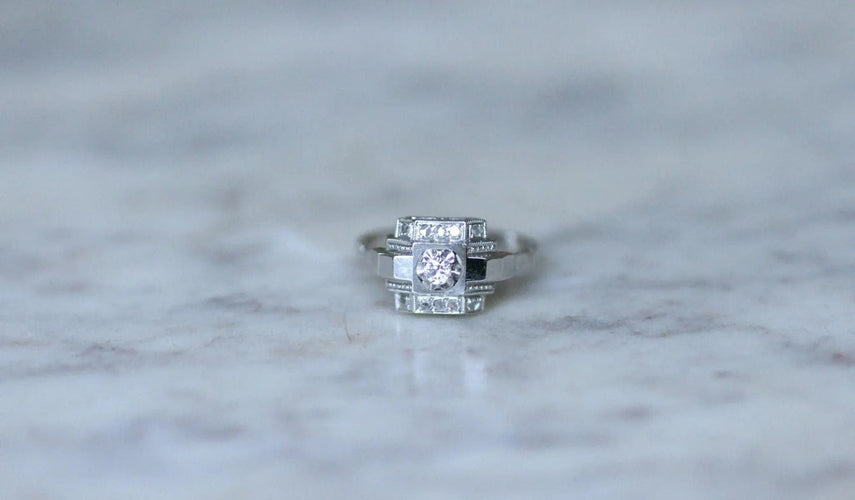 Bague 54 Bague Art déco Géométrique Diamants 58 Facettes