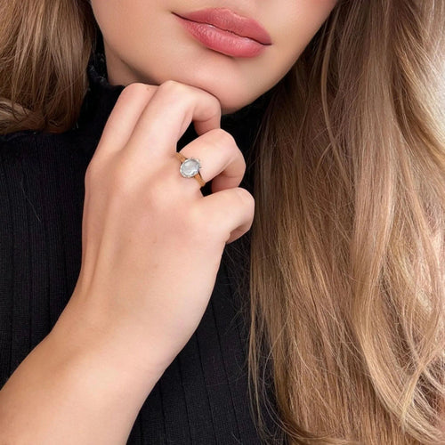 Bague 54 Solitaire Or Jaune & Tourmaline bleu 58 Facettes 59-GS36182