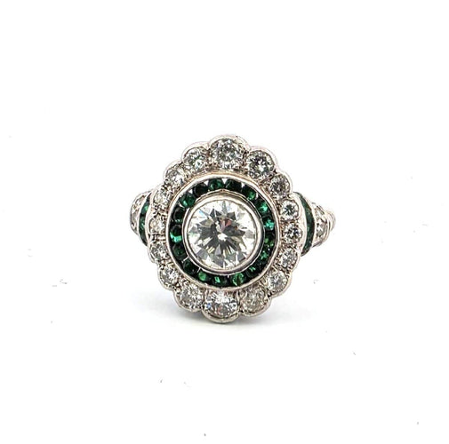 Bague Bague en platine sertie de diamants et d'émeraudes (47/26 A 09/26) 58 Facettes