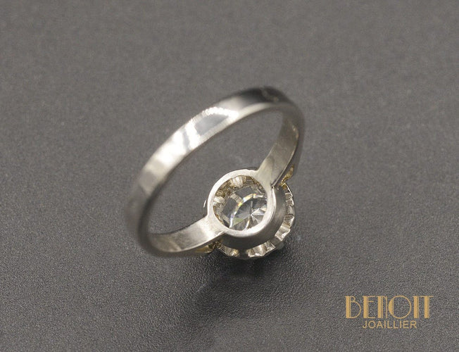 Bague 49 Solitaire Platine Diamant ~0.55ct 58 Facettes A10072