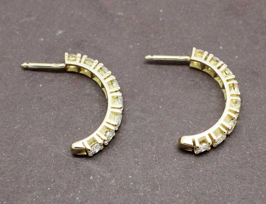 Boucles d'oreilles Demi-Créoles or jaune pavées diamants 58 Facettes A7037