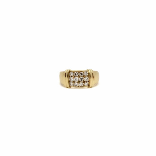 Bague Bague bandeau or jaune pavage diamants 58 Facettes REF24089-252
