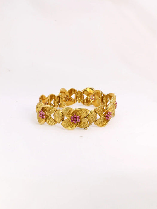 Bracelet Bracelet vintage fleur or amati et rubis 58 Facettes J338