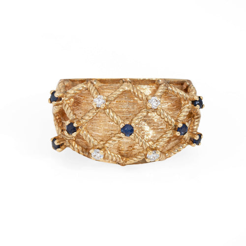 Bague 54 Bague vintage en or jaune, saphir et diamants 58 Facettes G13928