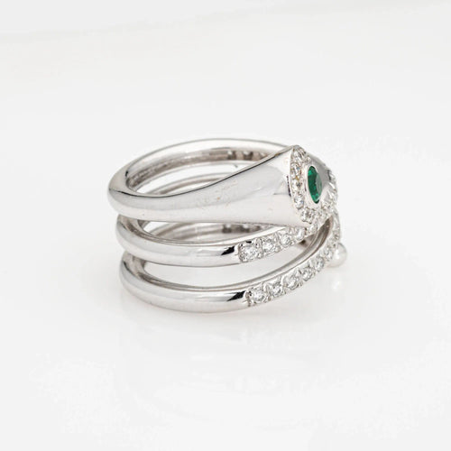 Bague 50 Bague spirale diamant émeraude bande enroulée en or blanc enroulée 58 Facettes G13464