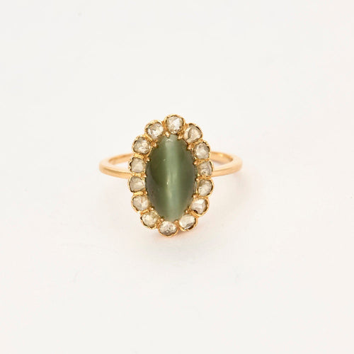 Bracelet Bracelet or jaune, quartz oeil de chat et diamants 58 Facettes DIN0056