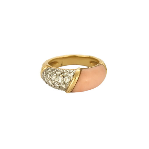 Bague 51.5 VAN CLEEF & ARPELS - Bague or jaune corail peau d'ange et diamants 58 Facettes