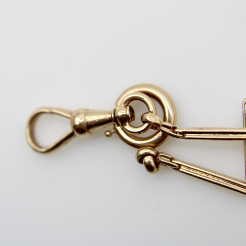 Montre Chaîne de montre austro-hongroise édouardienne en or 14 carats 58 Facettes A20024