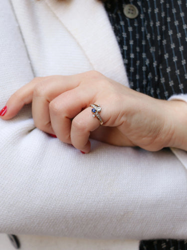 Bague 53 Bague Toi et Moi Saphir et Diamants 58 Facettes 478