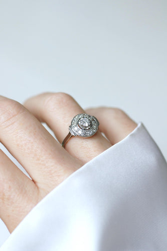 Bague 54 Bague Cible Art Déco Diamants 0,75 Ct sur Or blanc et Platine 58 Facettes
