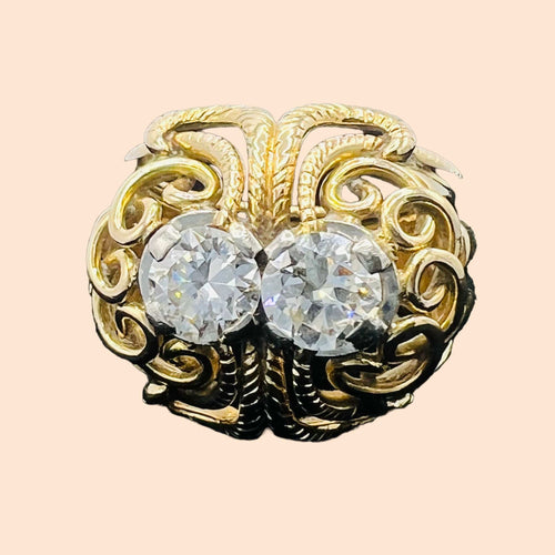 Bague 52.5 Bague Cocktail Années 50 Or Jaune Diamants 58 Facettes 7459 A