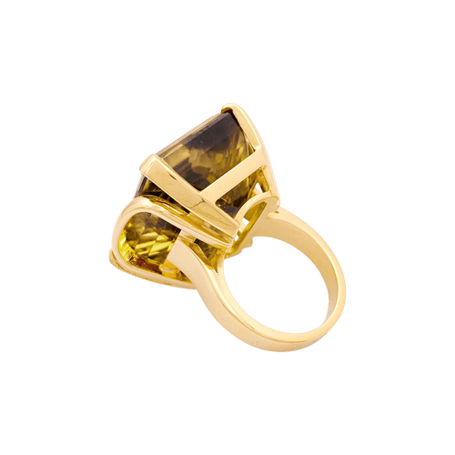 Bague 53 Bague de cocktail, or jaune, quartz bicolore 35 cts. 58 Facettes 34690