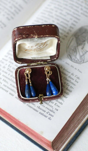 Boucles d'oreilles Boucles d'Oreilles Goutte Lapis Lazuli sur Or Jaune 58 Facettes