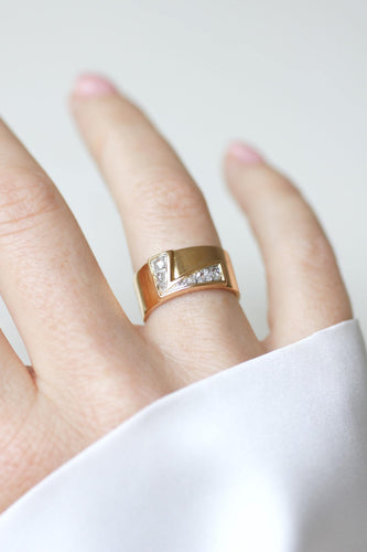 Bague 53 Bague Bandeau Lettre Initiale L Diamants sur Or rose 58 Facettes