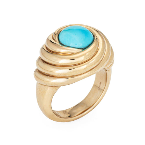 Bague 59 Bague Swirl cabochon en or rose et turquoise 58 Facettes G14184