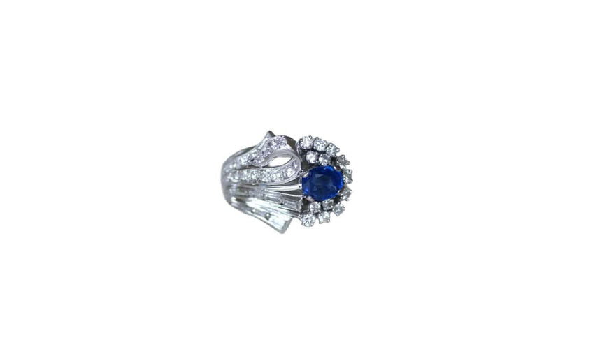Bague 53.5 Bague Cocktail Saphir de Ceylan et Diamants 58 Facettes