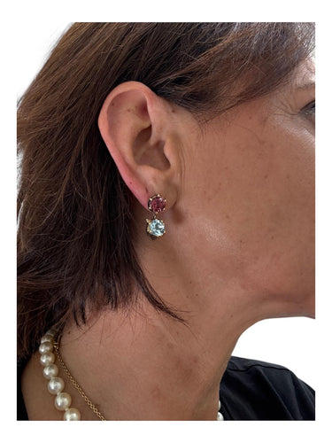 Boucles d'oreilles Gucci - Boucles d'oreilles tête de chat en or et pierres précieuses Le Marche des Marseilles 58 Facettes