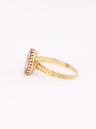 Bague 55 Bague victorienne or jaune améthyste gravée perle 58 Facettes 1164.2