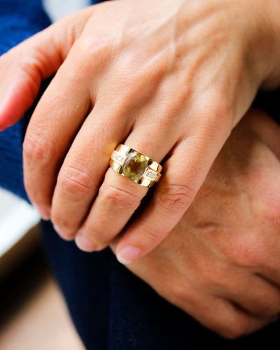 Bague 50.5 Bague Style Tank Or Jaune CItrine 58 Facettes A11624