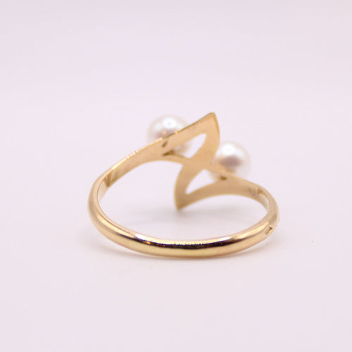 Bague Bague Toi et Moi or jaune 18k et perles de culture 58 Facettes