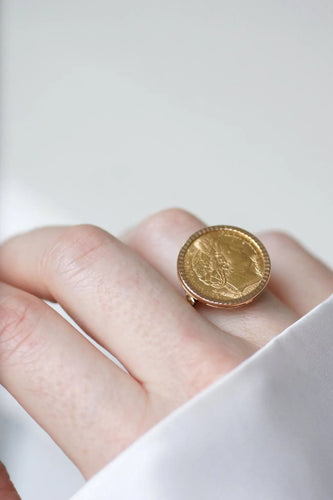 Bague pièce 10 Francs Cérès en or