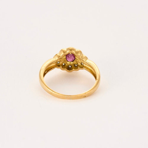 Bague 54 Bague or jaune, rubis et diamants 58 Facettes PER00663