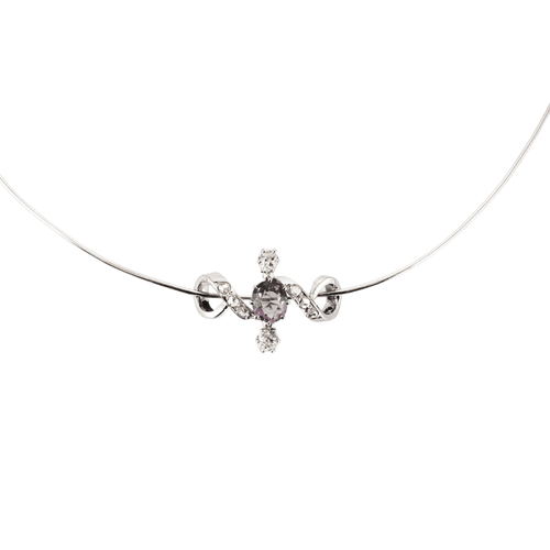 Collier COLLIER OR BLANC DIAMANTS ET AMETHYSTE 58 Facettes BO/240046