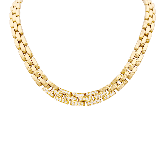 Collier Collier Cartier "Tyrana", or jaune, diamants. 58 Facettes 34144