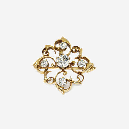 Broche en or jaune de 6,25 g et diamant de 1 ct